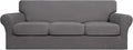 Easy-Going Light Gray 4-Piece Stretch Sofa Cover for Separate Cushions