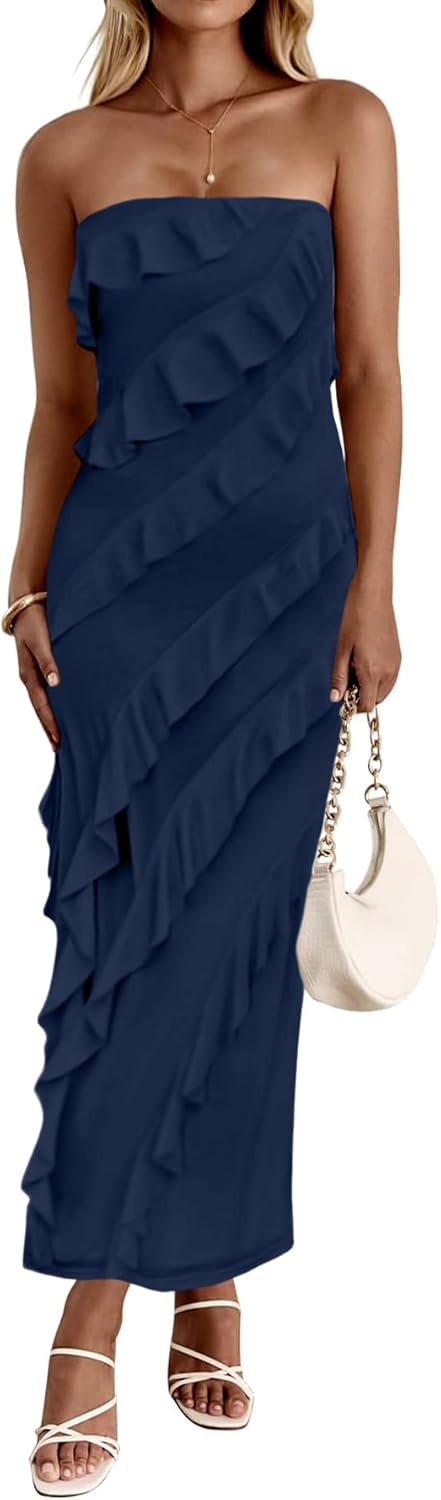 Muchpow Women's Summer Strapless Dress for Parties and Events