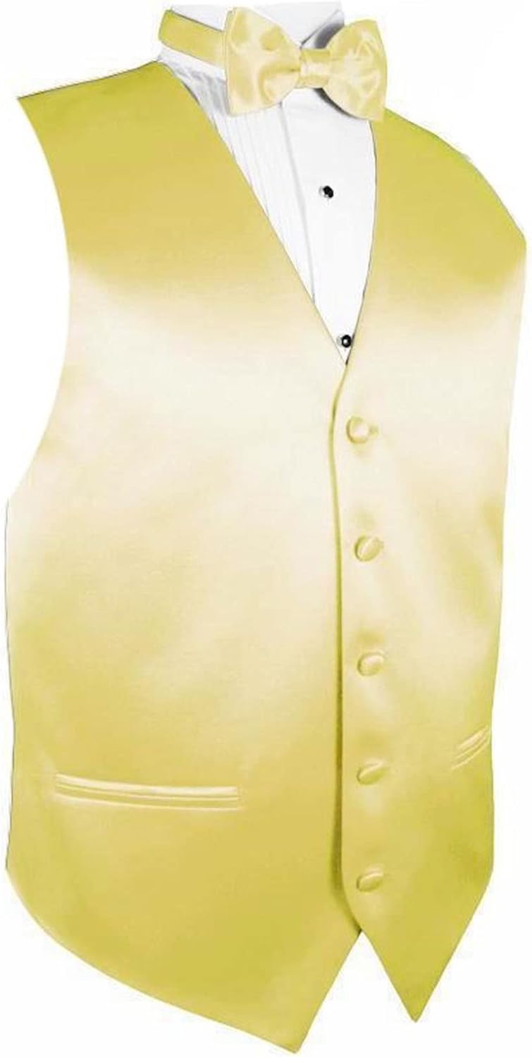 Men's Solid Formal Waistcoat Tuxedo Dress Vest Bow Tie Set