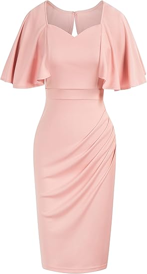 GRACE KARIN Women 3/4 Ruffle Sleeve Slim Fit Business Dress