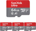 SanDisk 64GB Ultra microSDXC UHS-I Memory Card Pack of 4 - Fast