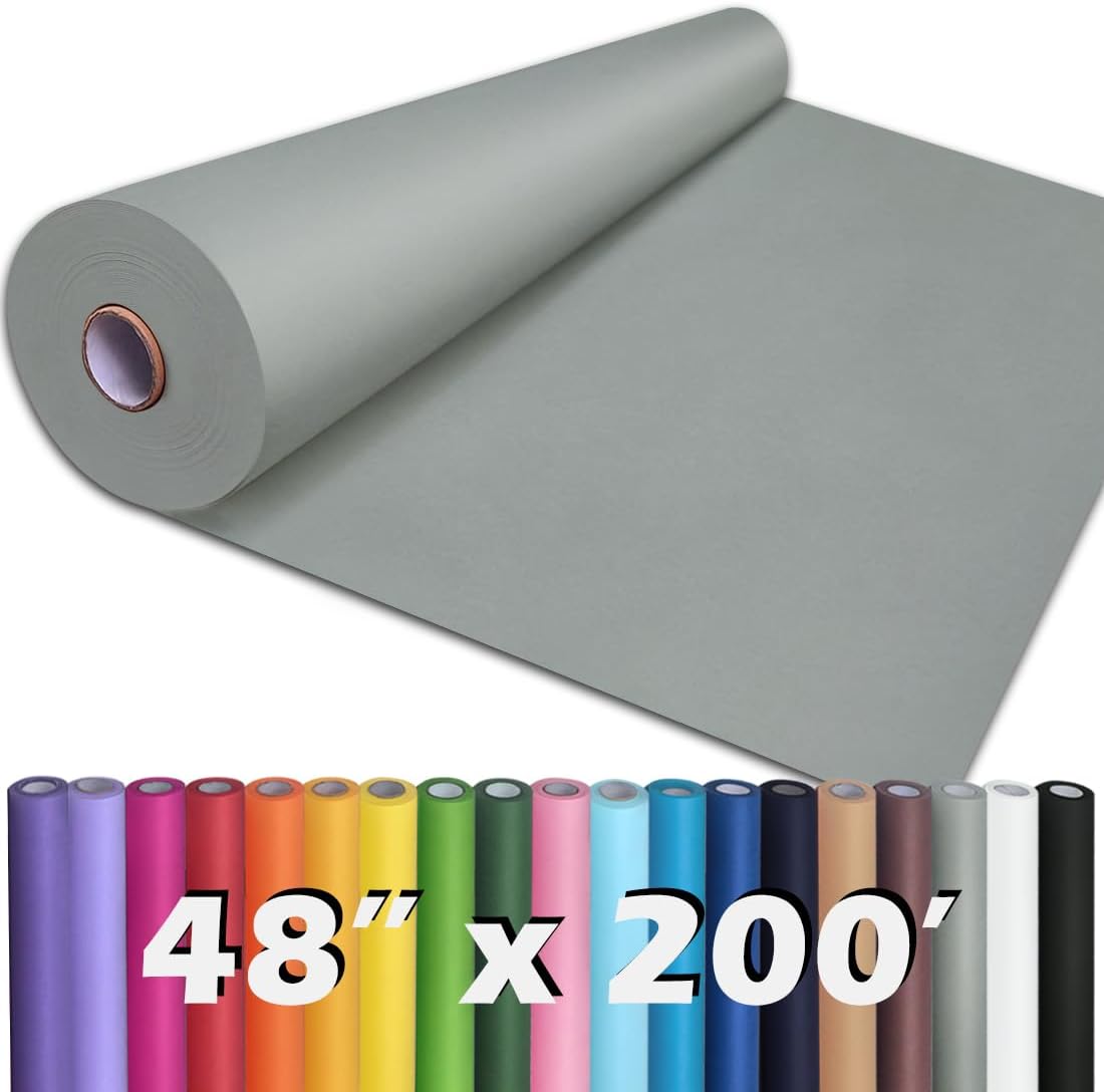 PerkHomy Light Grey Kraft Paper Roll for Crafting and Wrapping