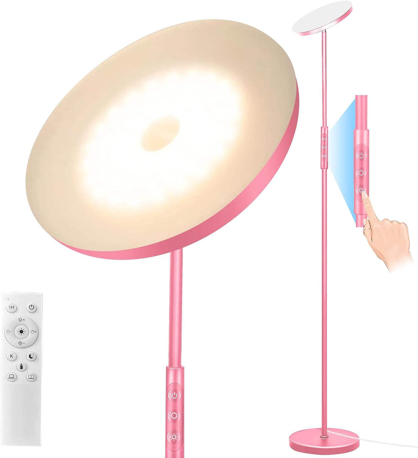 Pink Floor Lamp with Remote - 40W Super Bright LED Lighting