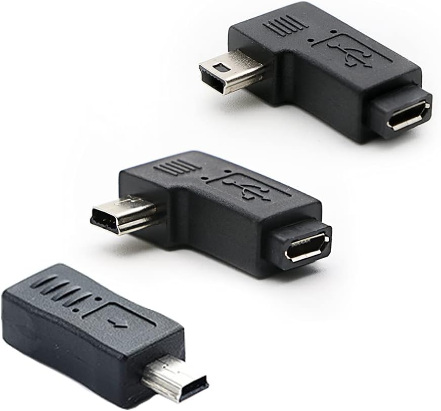 3-Pack Mini USB to Micro USB Adapters, 90 Angled Plugs, TUIGUYOUXUAN