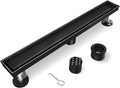 Shower Drain 28 in Black Linear Drain with Tile Insert - High Flow