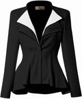 Women's Double Lapel Peplum Blazer - Oversized Stretch Fit