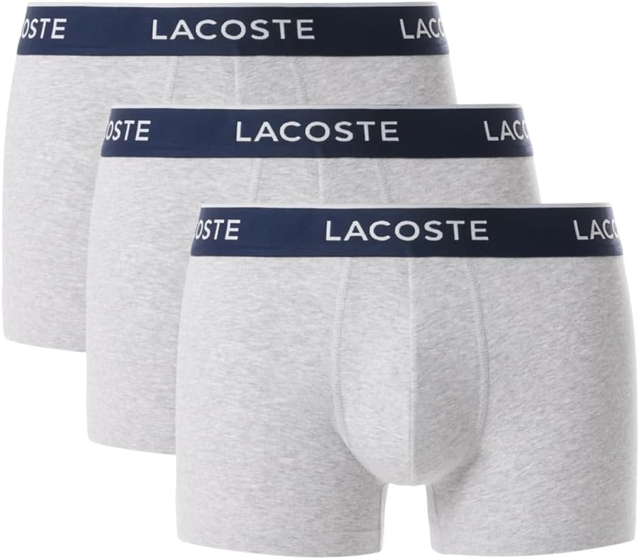 Lacoste Men's Cotton Stretch Tricolor Waistband Trunks, 3-Pack