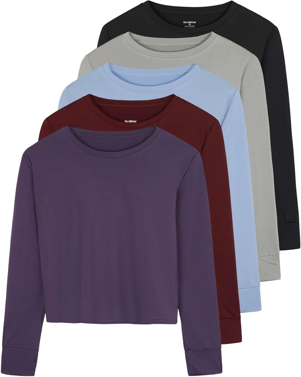 5-Pack Women's Dry-Fit Crop Top Long Sleeve for Fitness & Style