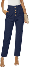 NIMIN Womens Casual Pants High Waisted Paper Bag Pants - Comfortable