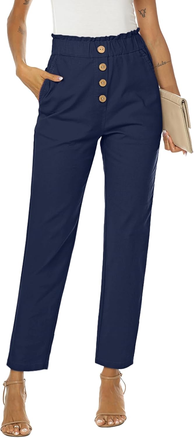 NIMIN Womens Casual Pants High Waisted Work Pants with Pockets