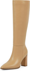 Knee High Boots Women Pointed Toe Chunky Heel Tall Boots - Sleek 3.5in