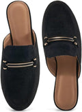Black Suede Mules for Women Flats - Comfortable Memory Foam