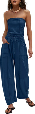 Womens Strapless Jumpsuit Off the Shoulder Romper - Versatile Fit one