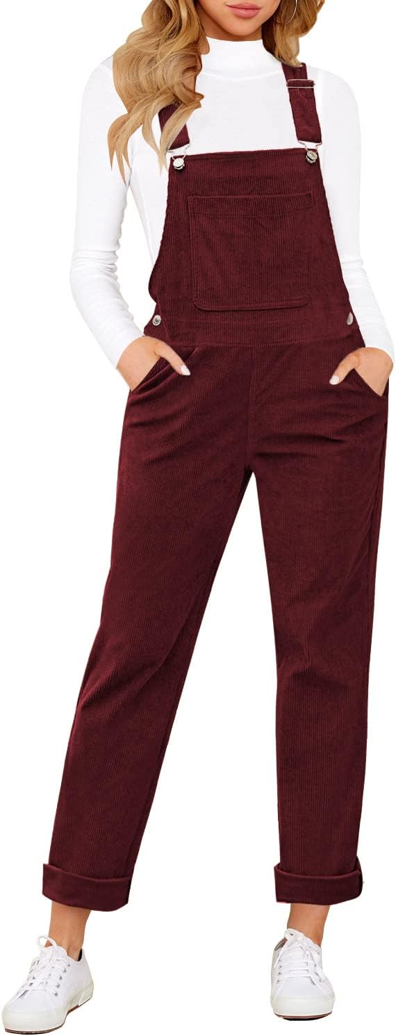 Stylish Corduroy Bib Overalls for Women with Adjustable Straps