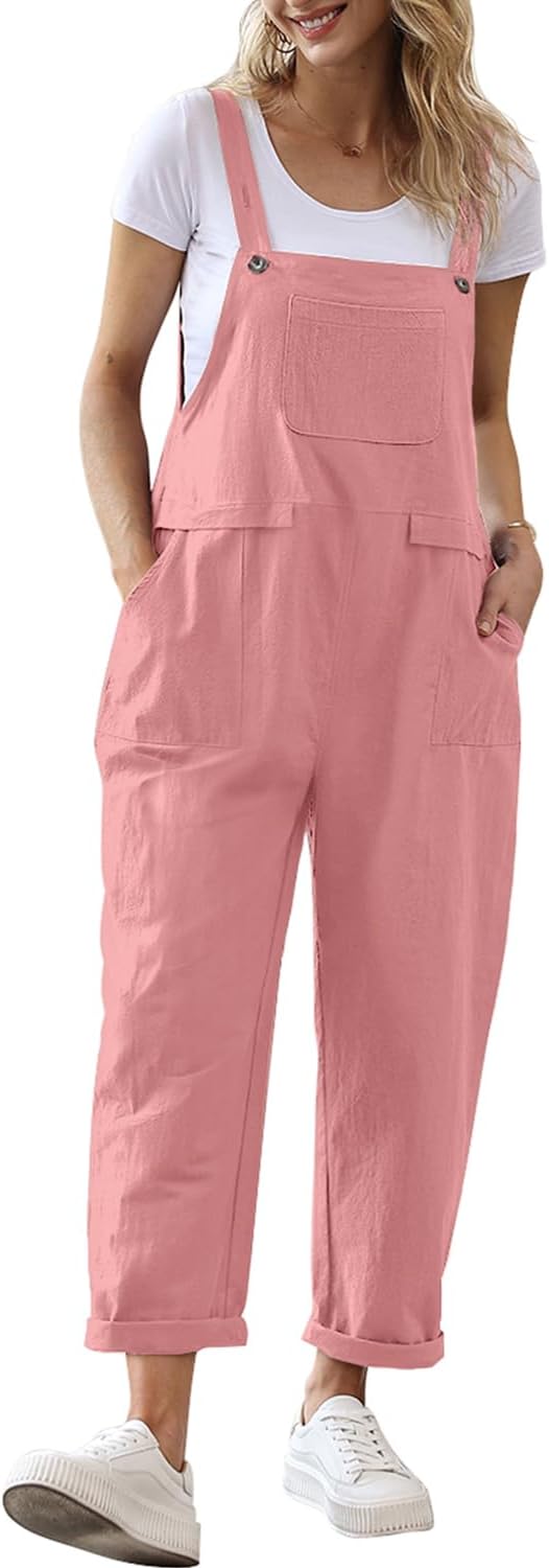 YESNO Women Long Casual Loose Bib Pants for Stylish Comfort