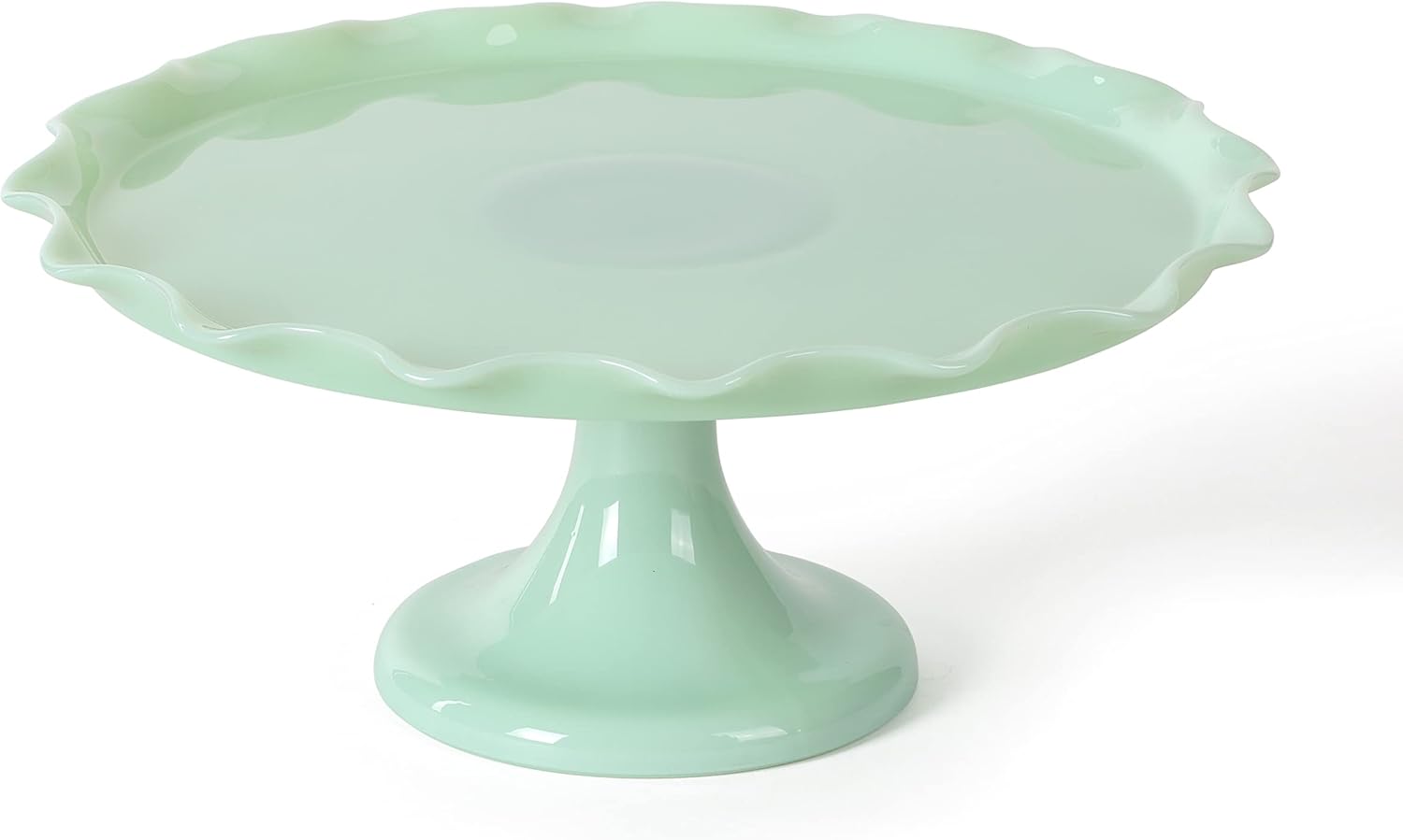Martha Stewart Highbrook 11in Handmade Jadeite Glass Cake Stand