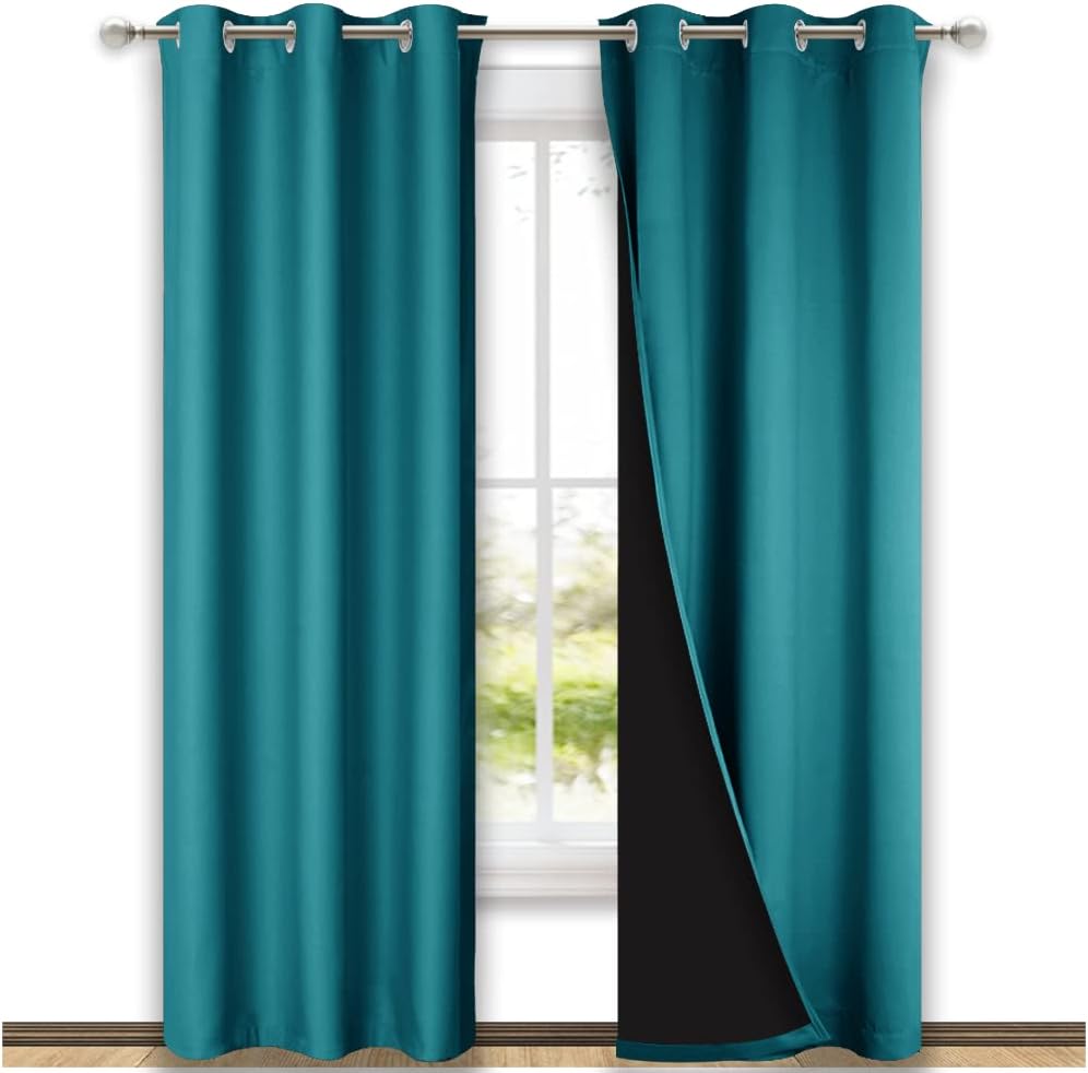 NICETOWN Peacock Teal Blackout Curtains for Total Light Blocking
