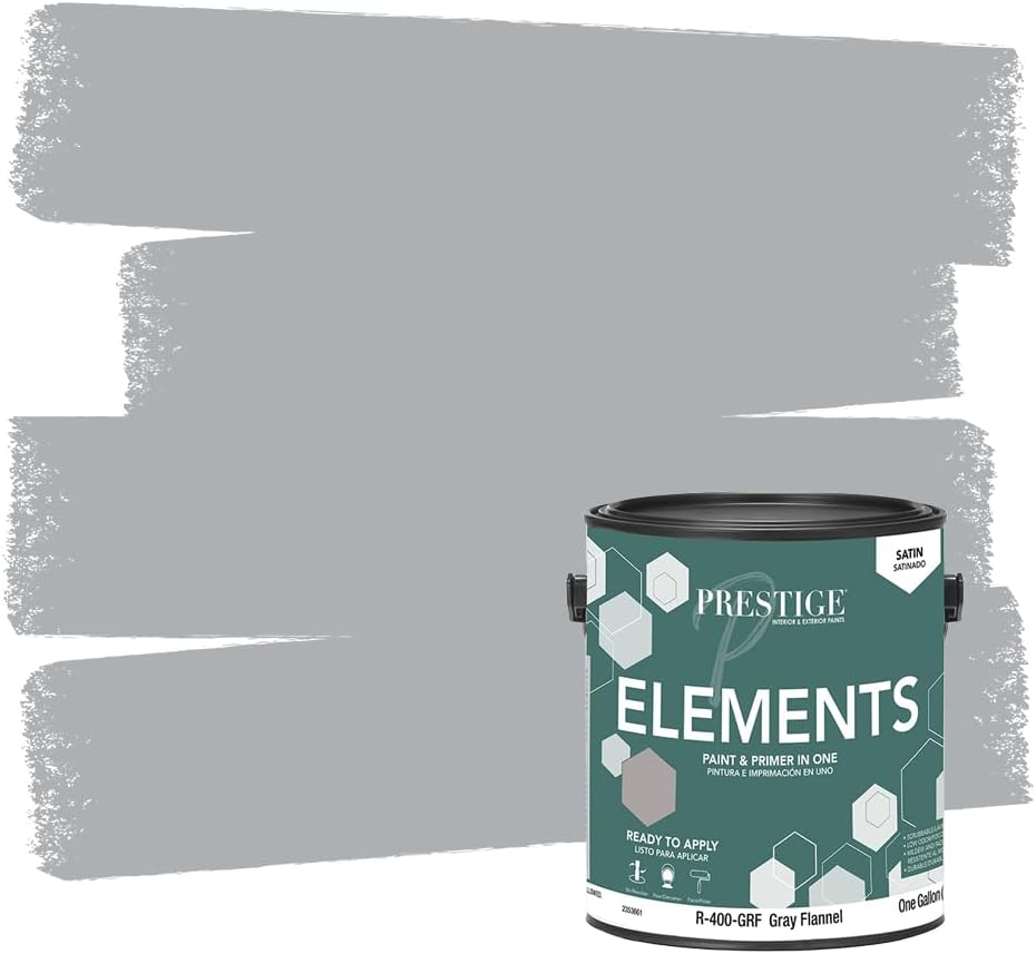 Elements Interior Paint and Primer in One, Satin, Gray Flannel