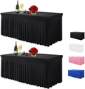 Albassa Table Skirts for Rectangle Tables 6ft - Fitted Spandex 2Pack
