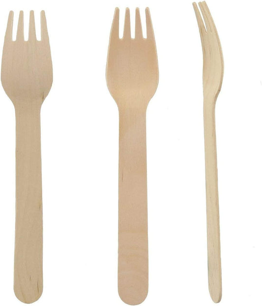 Perfect Stix Disposable Wooden Forks - Eco Friendly 6in Birchwood