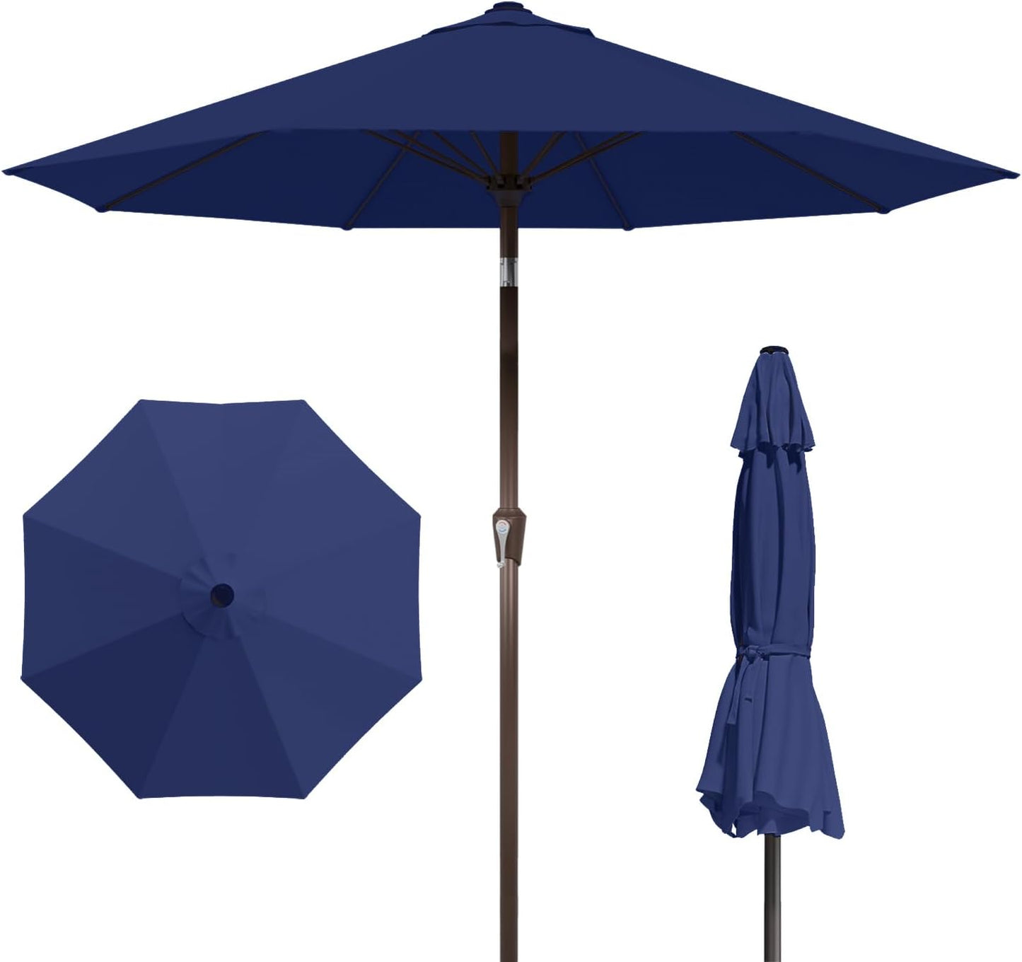 9FT Patio Umbrella with Fiberglass Ribs for Outdoor Use