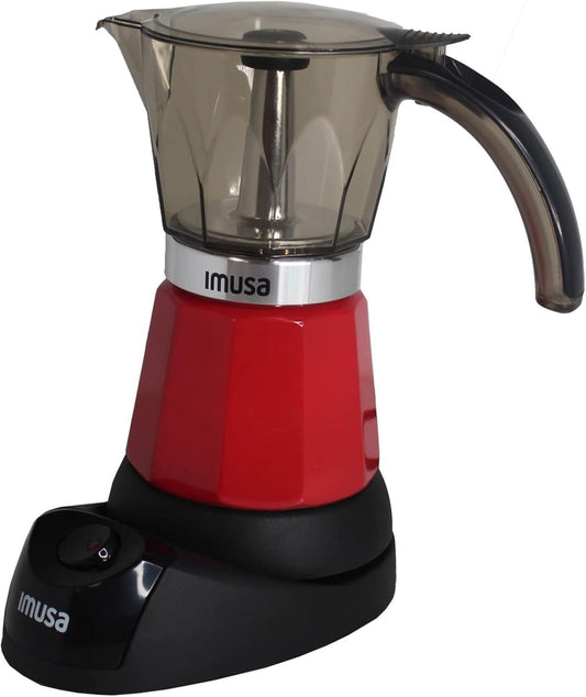 Imusa Electric Espresso Maker for 3 or 6 Cups in Red