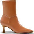Womens Kitten Low Heel Ankle Boots Pointed Toe Side Zipper - Faux