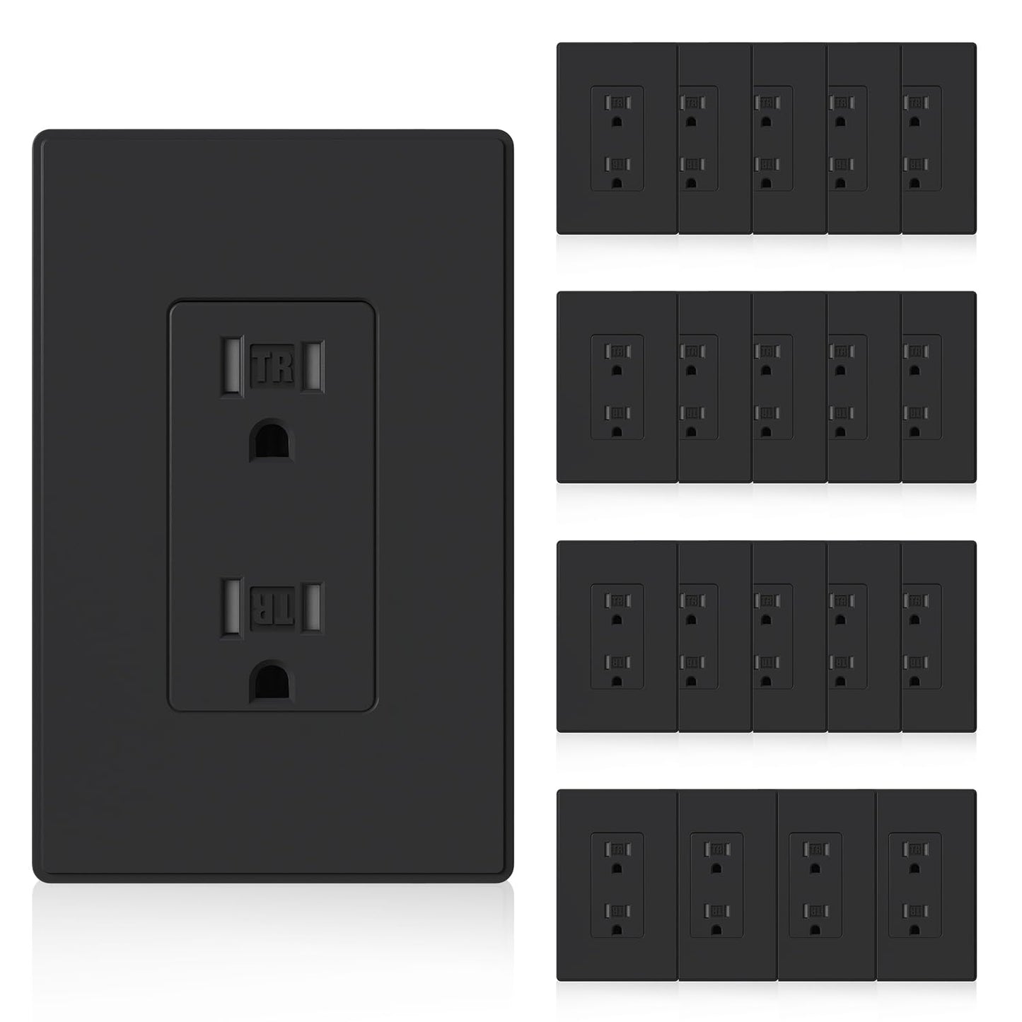 ELEGRP Matte Black Decorator Wall Receptacle Outlets - 20 Pack