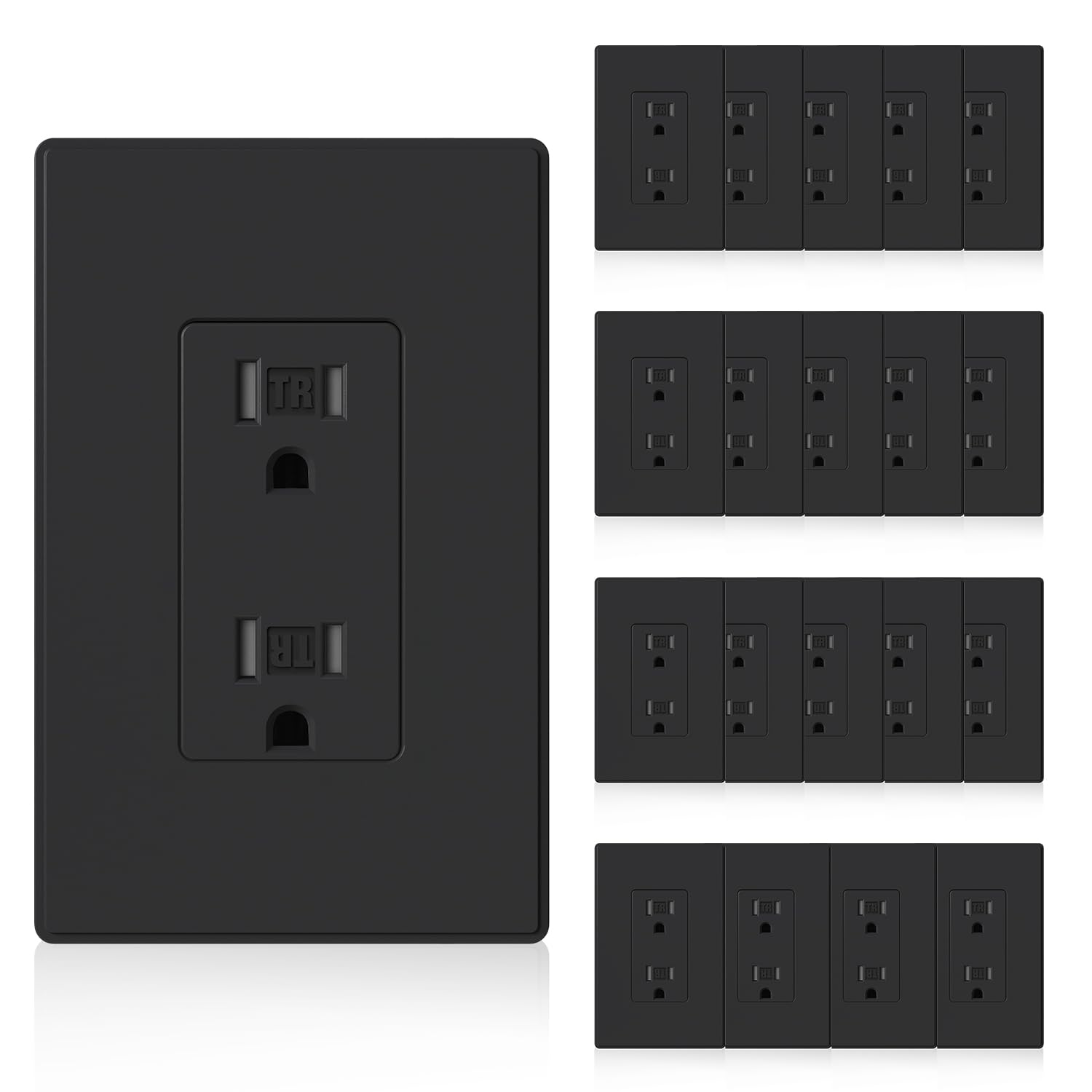 ELEGRP Matte Black Decorator Wall Receptacle Outlets - 20 Pack