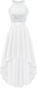 Sequin Halter Hi-Lo Cocktail Dress - Sparkling Prom & Bridesmaid
