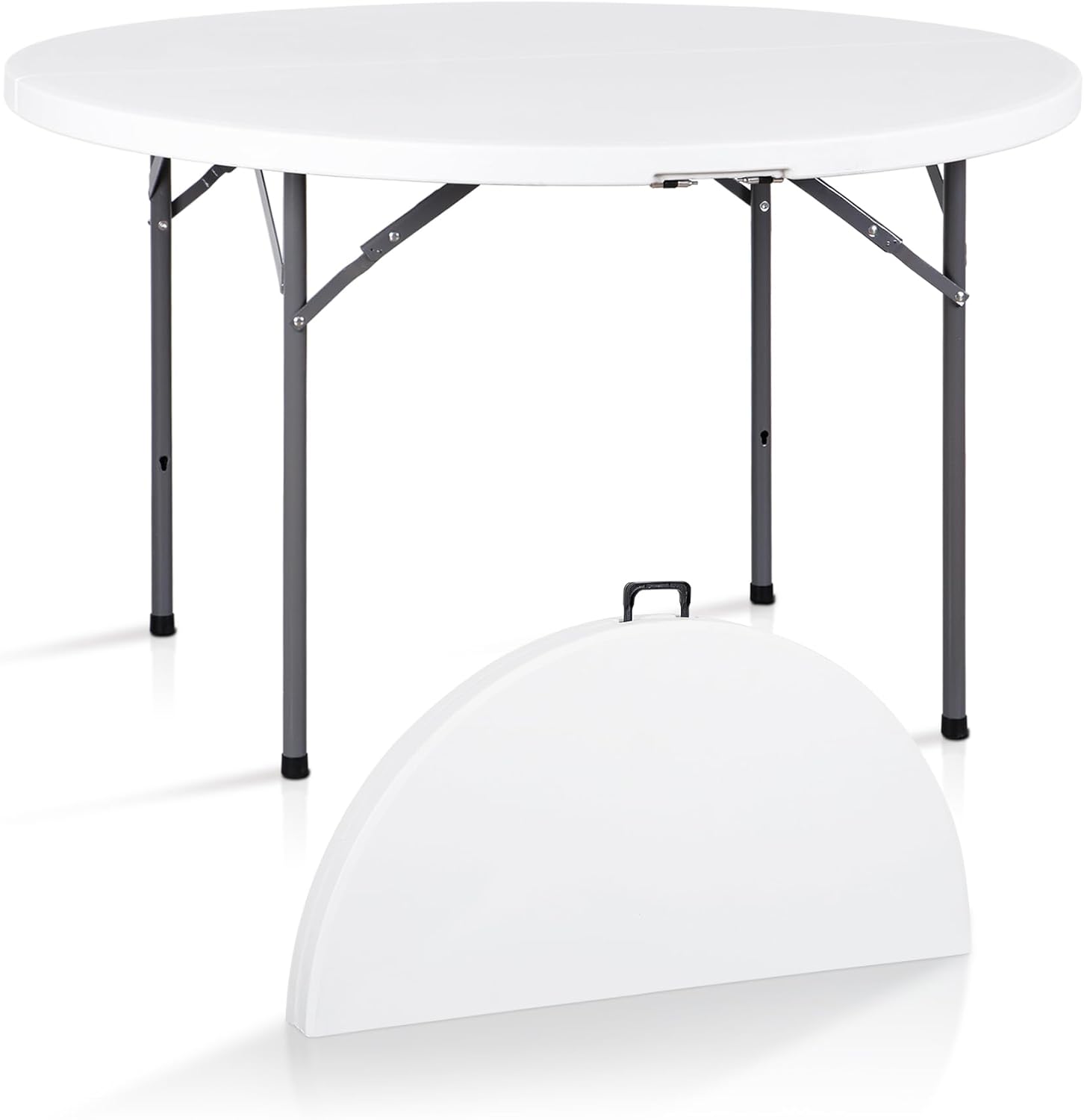 Portable 4 Foot Round Folding Card Table for Indoor Outdoor Use