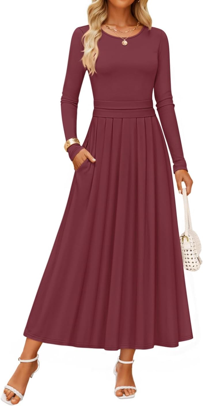 Elegant Long Sleeve Maxi Dress for Women - Fall Fashion Style