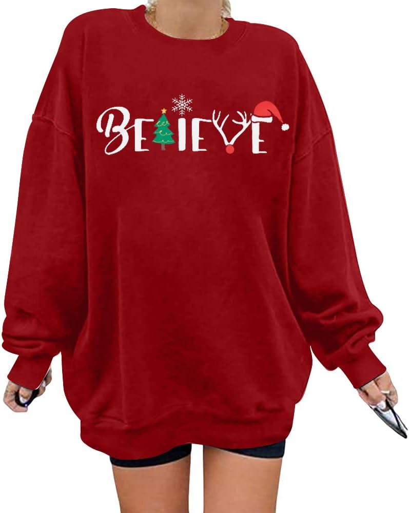 FASHGL Believe Sweatshirt: Cozy Xmas Gift