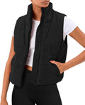 AUTOMET Puffer Vest Women Sleeveless Cropped Winter Vest - Warm