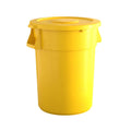 44 Gallon Yellow Round Commercial Trash Can with Lid - Durable