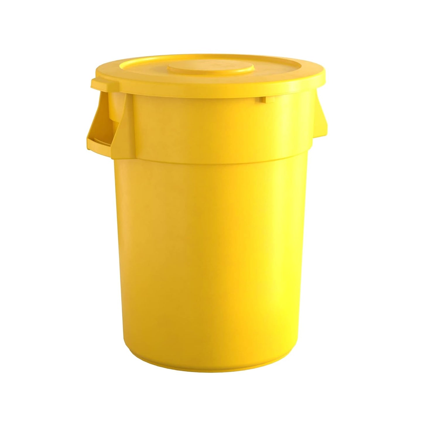 44 Gallon Yellow Round Commercial Trash Can with Lid for Durability