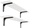 DINZI LVJ Long Wall Shelves Set of 2 - Sturdy White Floating Ledges
