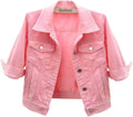Cropped Colored Denim Jacket Light Wash - Chic Short Jean Trucker