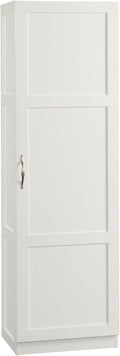 Tall Storage Cabinet Single Door with Adjustable Shelves - White