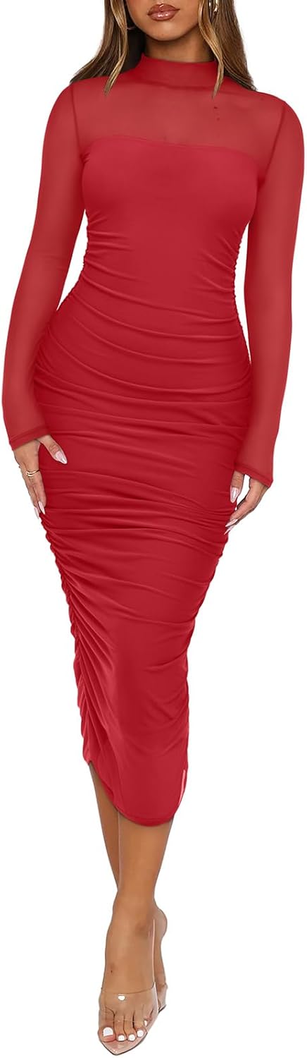 Elegant Club Evening Party Midi Dress for Women in Fall