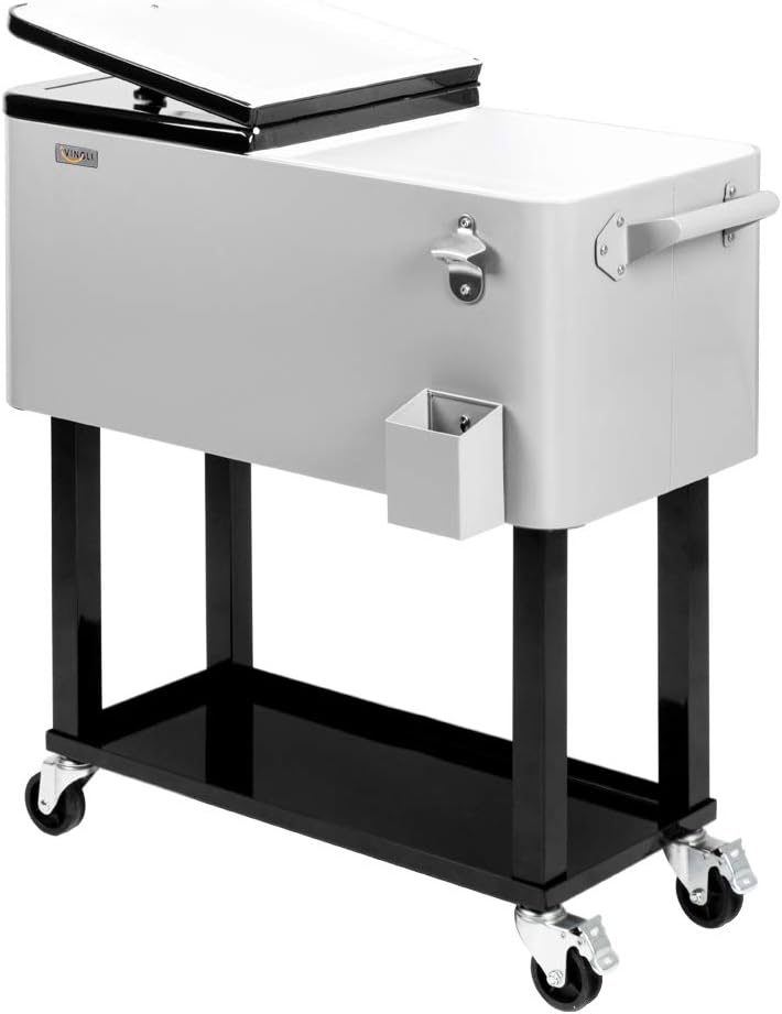 VINGLI 80 Quart Rolling Ice Chest for Parties and Gatherings