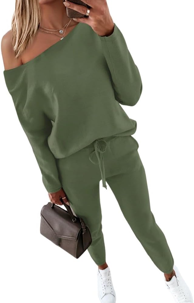 CHICME Women Tracksuit 2025 Fall Cozy Off The Shoulder Set