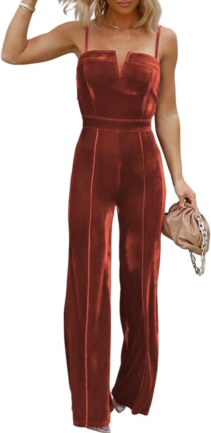 Stylish Velvet Jumpsuits for Women with Adjustable Straps