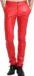 Yeokou Men's Skinny Straight Leg Tapered Faux Leather Biker Pants
