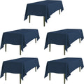 LTC LINENS 5 Pack Rectangular Tablecloths Navy Blue 70 x 120 in