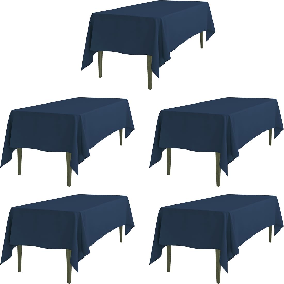 LTC LINENS 5 Pack Rectangular Tablecloths for Elegant Events