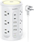 Surge Protector Power Strip Tower with 5 USB Ports and Night Light