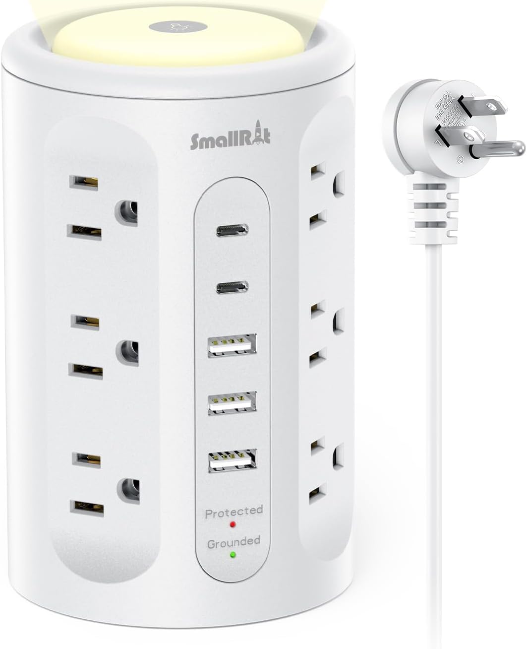 Power Up Safely with 5 USB Ports & Night Light