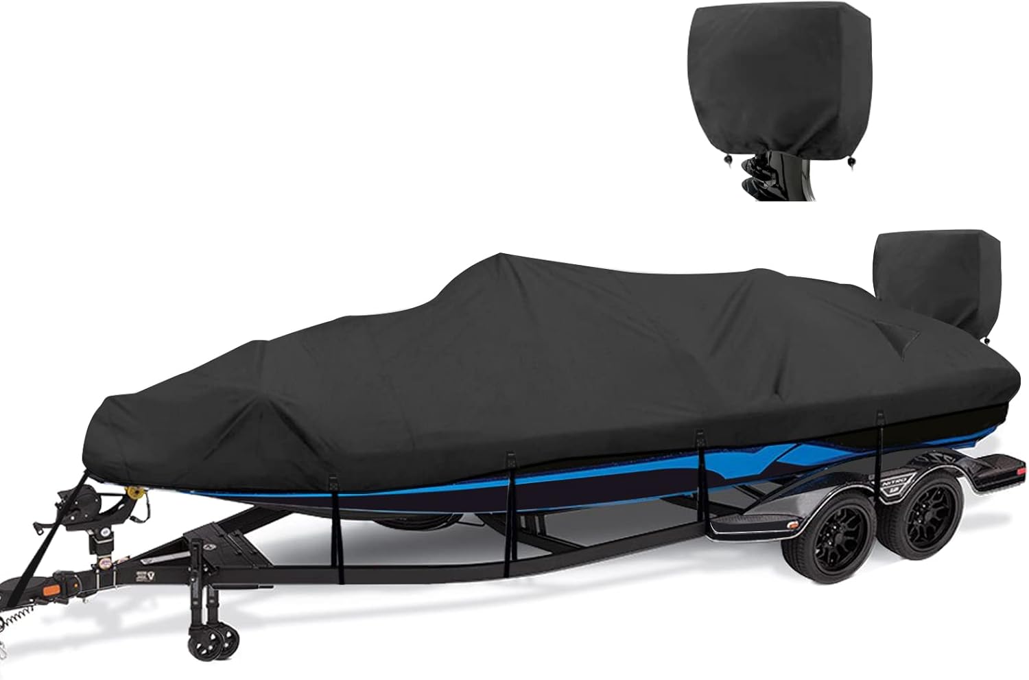 1200D Waterproof Boat Cover for 16ft to 18.5ft Boats - Heavy Duty