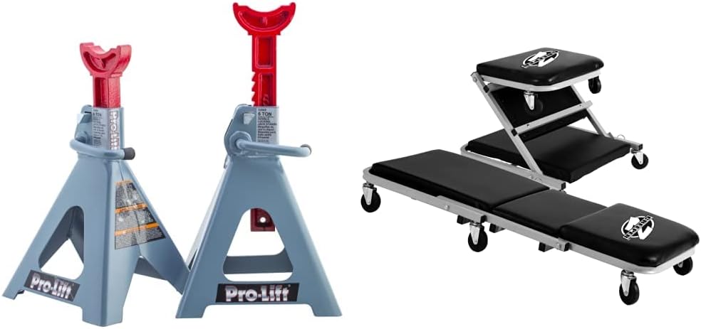 Pro-Lift 6 Ton Double Locking Jack Stands and Z-Creeper Seat